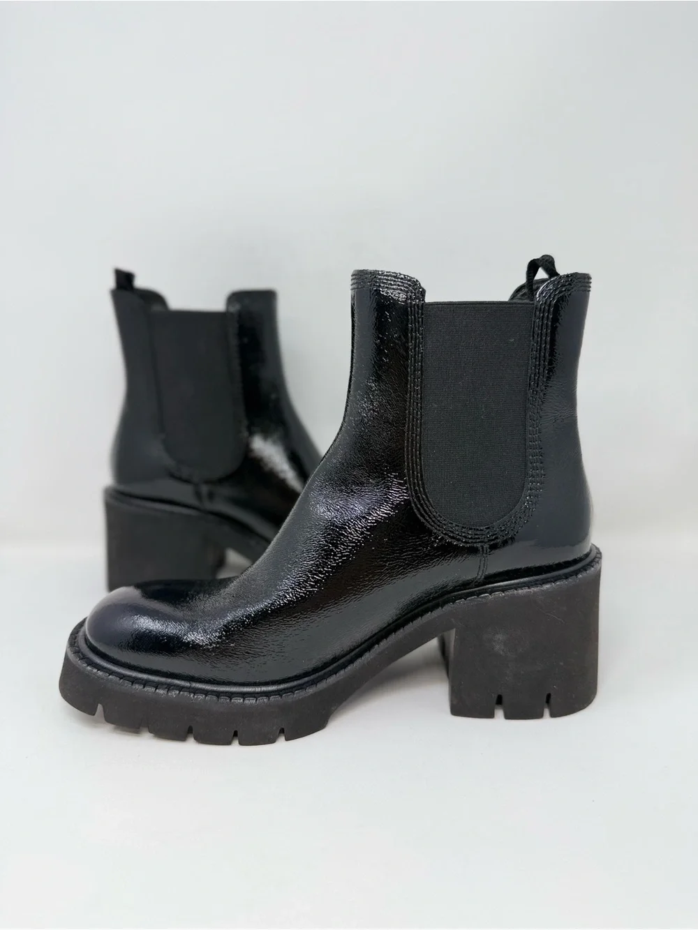 New Pedro Garcia Zisca Patent Leather Chelsea Bootie Sz 9